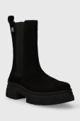 Замшеві черевики Tommy Hilfiger ESSENTIAL SUEDE CHELSEA BOOT жіночі колір чорний на платформі FW0FW07489 Замшеві черевики Tommy Hilfiger ESSENTIAL SUEDE CHELSEA BOOT жіночі колір чорний на платформі FW0FW07489