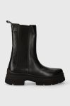 Шкіряні черевики Tommy Hilfiger ESSENTIAL LEATHER CHELSEA BOOT жіночі колір чорний на плоскому ходу FW0FW07490 Шкіряні черевики Tommy Hilfiger ESSENTIAL LEATHER CHELSEA BOOT жіночі колір чорний на плоскому ходу FW0FW07490