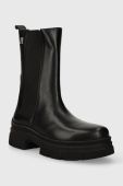Шкіряні черевики Tommy Hilfiger ESSENTIAL LEATHER CHELSEA BOOT жіночі колір чорний на плоскому ходу FW0FW07490