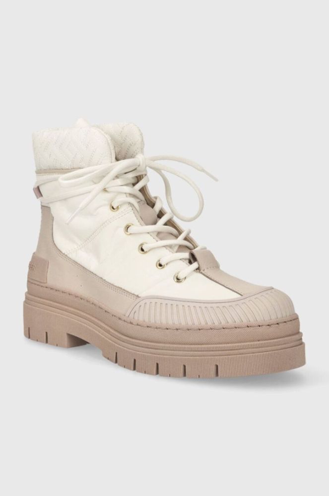 Черевики Tommy Hilfiger TH MONOGRAM OUTDOOR BOOT жіночі колір білий на плоскому ходу утеплене FW0FW07502 фото 2