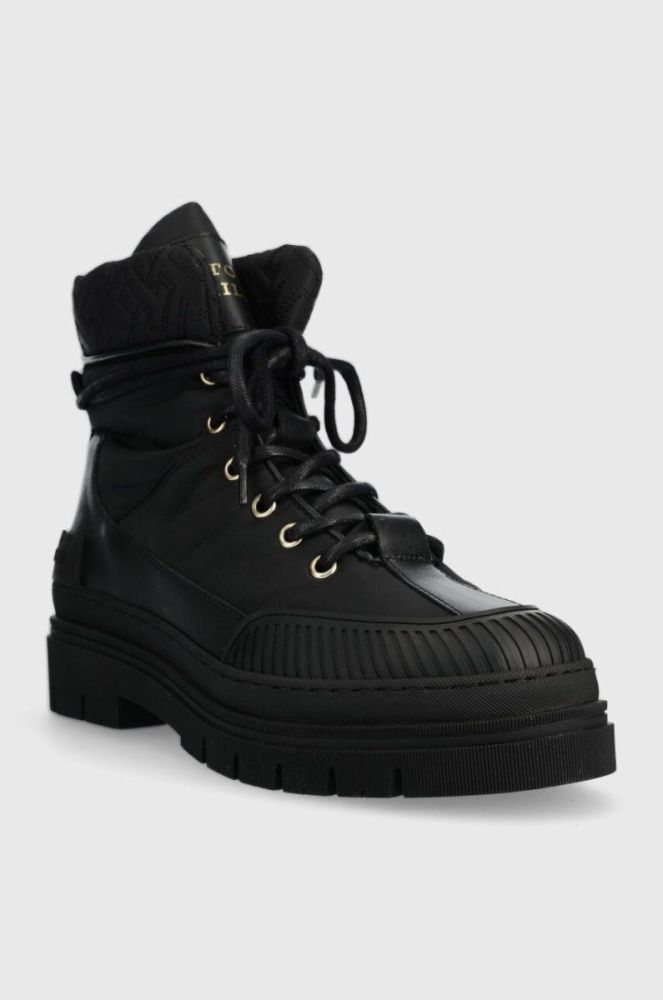Черевики Tommy Hilfiger TH MONOGRAM OUTDOOR BOOT жіночі колір чорний на плоскому ходу утеплене FW0FW07502 фото 2