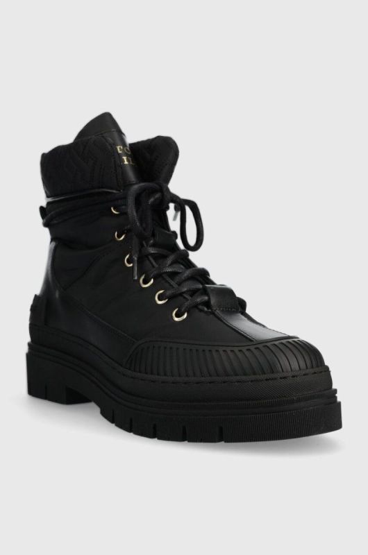 Черевики Tommy Hilfiger TH MONOGRAM OUTDOOR BOOT жіночі колір чорний на плоскому ходу утеплене FW0FW07502 фото 2