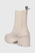 Черевики Tommy Hilfiger RUBBERIZED MID HEEL BOOT жіночі колір бежевий каблук блок FW0FW07520 Черевики Tommy Hilfiger RUBBERIZED MID HEEL BOOT жіночі колір бежевий каблук блок FW0FW07520