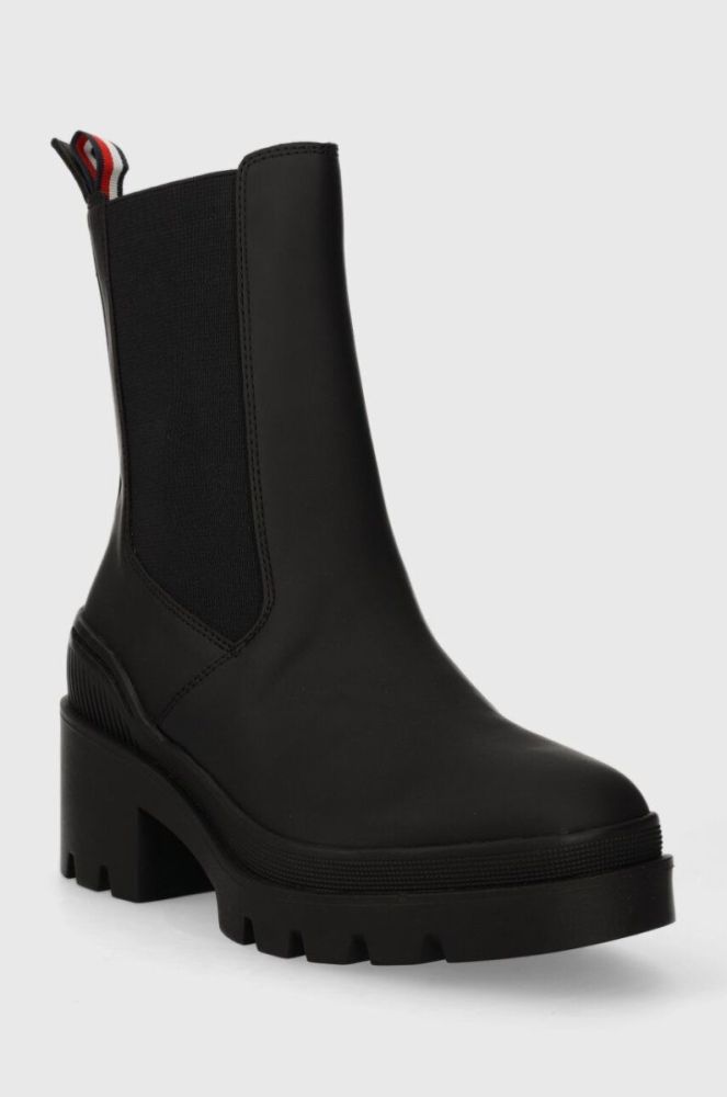 Черевики Tommy Hilfiger RUBBERIZED MID HEEL BOOT жіночі колір чорний каблук блок FW0FW07520 фото 2