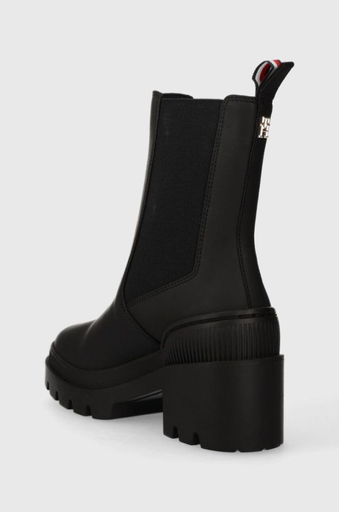 Черевики Tommy Hilfiger RUBBERIZED MID HEEL BOOT жіночі колір чорний каблук блок FW0FW07520 фото 3