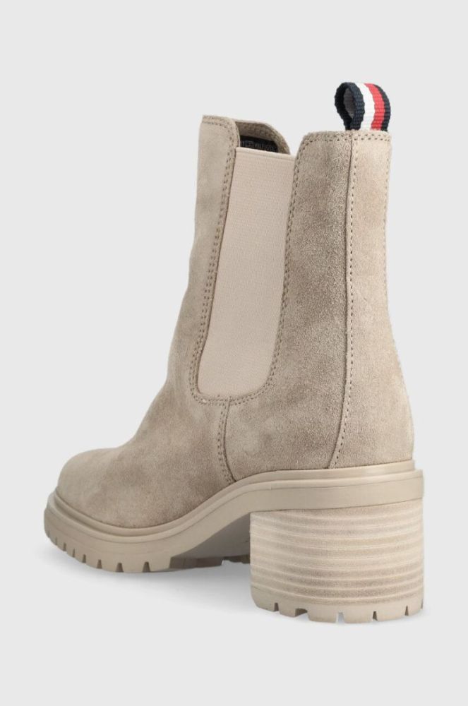 Замшеві черевики Tommy Hilfiger ESSENTIAL MIDHEEL SUEDE BOOTIE жіночі колір бежевий каблук блок FW0FW07522 фото 3