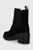 Замшеві черевики Tommy Hilfiger ESSENTIAL MIDHEEL SUEDE BOOTIE жіночі колір чорний каблук блок FW0FW07522