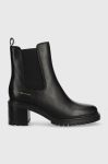 Шкіряні черевики Tommy Hilfiger ESSENTIAL MIDHEEL LEATHER BOOTIE жіночі колір чорний каблук блок FW0FW07523 Шкіряні черевики Tommy Hilfiger ESSENTIAL MIDHEEL LEATHER BOOTIE жіночі колір чорний каблук блок FW0FW07523