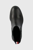 Шкіряні черевики Tommy Hilfiger ESSENTIAL MIDHEEL LEATHER BOOTIE жіночі колір чорний каблук блок FW0FW07523 Шкіряні черевики Tommy Hilfiger ESSENTIAL MIDHEEL LEATHER BOOTIE жіночі колір чорний каблук блок FW0FW07523