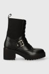 Шкіряні черевики Tommy Hilfiger TOMMY BELT LEATHER BOOT жіночі колір чорний каблук блок FW0FW07526 Шкіряні черевики Tommy Hilfiger TOMMY BELT LEATHER BOOT жіночі колір чорний каблук блок FW0FW07526