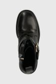 Шкіряні черевики Tommy Hilfiger TOMMY BELT LEATHER BOOT жіночі колір чорний каблук блок FW0FW07526