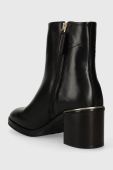Шкіряні черевики Tommy Hilfiger FEMININE TH HARDWARE MID BOOTIE жіночі колір чорний каблук блок FW0FW07539