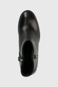 Шкіряні черевики Tommy Hilfiger FEMININE TH HARDWARE MID BOOTIE жіночі колір чорний каблук блок FW0FW07539