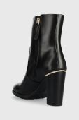 Шкіряні черевики Tommy Hilfiger FEMININE TH HARDWARE BOOTIE жіночі колір чорний каблук блок FW0FW07540