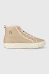 Шкіряні кросівки Tommy Hilfiger VULC TH LEATHER SNEAKER HI колір бежевий FW0FW07550 Шкіряні кросівки Tommy Hilfiger VULC TH LEATHER SNEAKER HI колір бежевий FW0FW07550