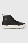 Шкіряні кросівки Tommy Hilfiger VULC TH LEATHER SNEAKER HI колір чорний FW0FW07550 Шкіряні кросівки Tommy Hilfiger VULC TH LEATHER SNEAKER HI колір чорний FW0FW07550