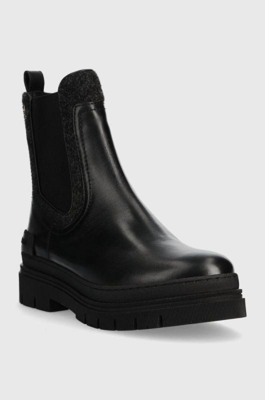 Черевики Tommy Hilfiger FEMININE FELT CHELSEA BOOTIE жіночі колір чорний на плоскому ходу утеплене FW0FW07655 фото 2