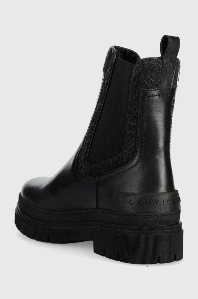 Черевики Tommy Hilfiger FEMININE FELT CHELSEA BOOTIE жіночі колір чорний на плоскому ходу утеплене FW0FW07655 фото 3