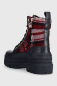 Черевики Tommy Hilfiger FEMININE TARTAN LACE UP BOOTIE жіночі колір синій на плоскому ходу FW0FW07670