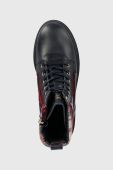 Черевики Tommy Hilfiger FEMININE TARTAN LACE UP BOOTIE жіночі колір синій на плоскому ходу FW0FW07670