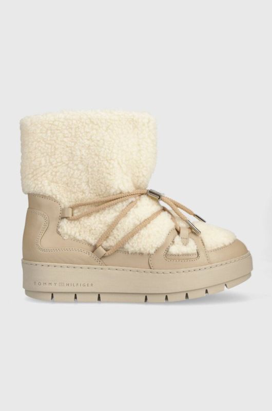 Зимові чоботи Tommy Hilfiger TOMMY TEDDY SNOWBOOT колір бежевий FW0FW07505