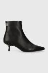 Шкіряні черевики Tommy Hilfiger POINTY KITTEN HEEL BOOT жіночі колір чорний маленький підбор FW0FW07538 Шкіряні черевики Tommy Hilfiger POINTY KITTEN HEEL BOOT жіночі колір чорний маленький підбор FW0FW07538