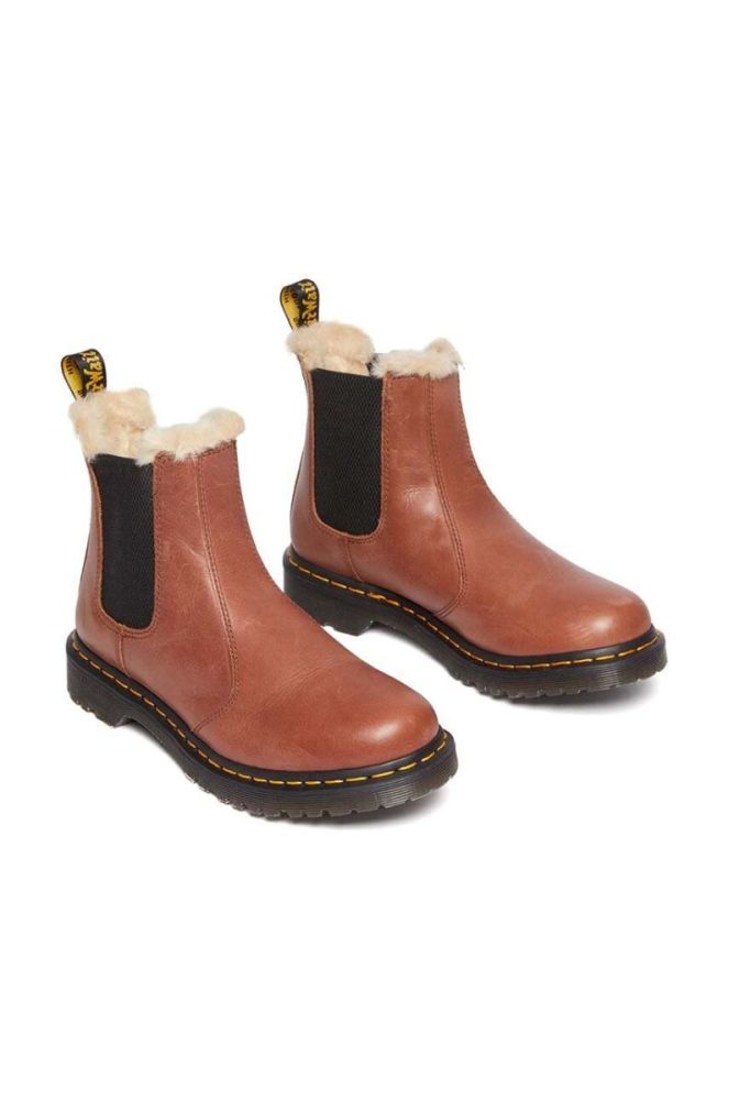 Шкіряні черевики Dr. Martens 2976 Leonore жіночі колір коричневий на плоскому ходу утеплене DM27784225 фото 2