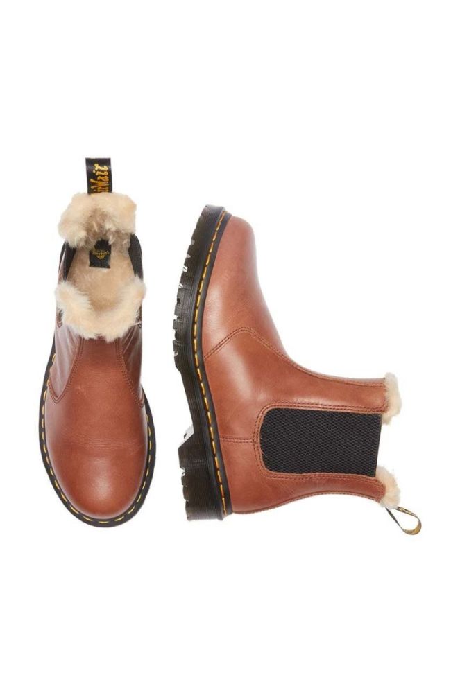 Шкіряні черевики Dr. Martens 2976 Leonore жіночі колір коричневий на плоскому ходу утеплене DM27784225 фото 6