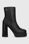 Шкіряні черевики Tommy Jeans TJW HIGH HEEL ANKLE BOOT жіночі колір чорний каблук блок EN0EN02256 Шкіряні черевики Tommy Jeans TJW HIGH HEEL ANKLE BOOT жіночі колір чорний каблук блок EN0EN02256