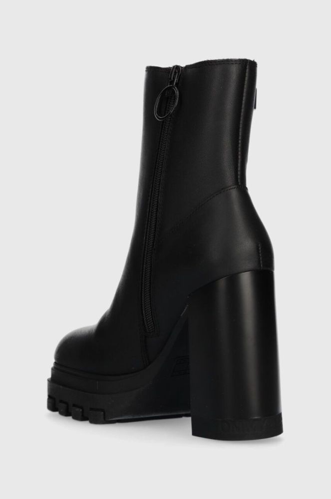 Шкіряні черевики Tommy Jeans TJW HIGH HEEL ANKLE BOOT жіночі колір чорний каблук блок EN0EN02256 фото 3