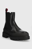 Шкіряні черевики Tommy Jeans TJW CHELSEA FOXING BOOT жіночі колір чорний на платформі EN0EN02289 Шкіряні черевики Tommy Jeans TJW CHELSEA FOXING BOOT жіночі колір чорний на платформі EN0EN02289