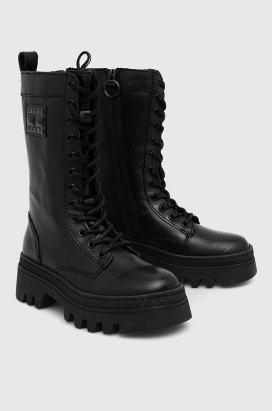 Шкіряні черевики Tommy Jeans TJW FASHION LACE UP жіночі колір чорний на платформі EN0EN02296 фото 2