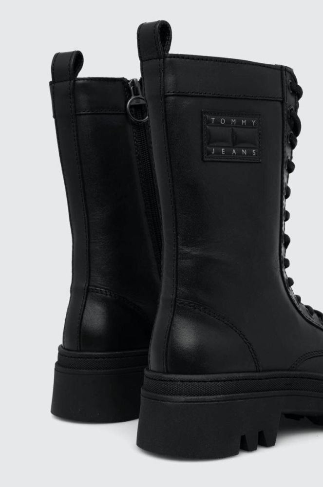 Шкіряні черевики Tommy Jeans TJW FASHION LACE UP жіночі колір чорний на платформі EN0EN02296 фото 3