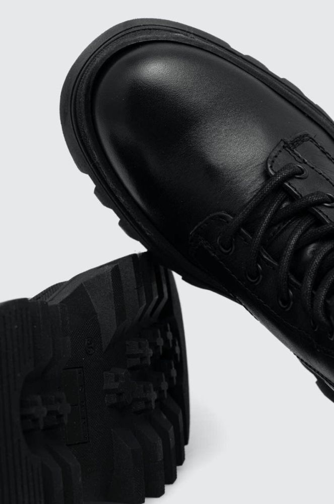 Шкіряні черевики Tommy Jeans TJW FASHION LACE UP жіночі колір чорний на платформі EN0EN02296 фото 4