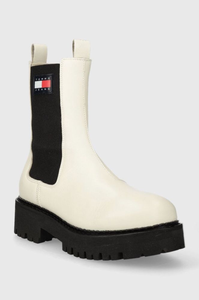 Шкіряні черевики Tommy Jeans TJW URBAN CHELSEA жіночі колір білий на платформі EN0EN02298 фото 2