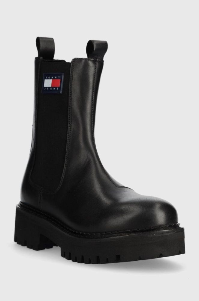 Шкіряні черевики Tommy Jeans TJW URBAN CHELSEA жіночі колір чорний на платформі EN0EN02298 фото 2