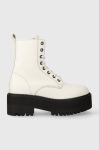 Шкіряні черевики Tommy Jeans TJW BOOT ZIP UP жіночі колір білий на плоскому ходу EN0EN02305 Шкіряні черевики Tommy Jeans TJW BOOT ZIP UP жіночі колір білий на плоскому ходу EN0EN02305