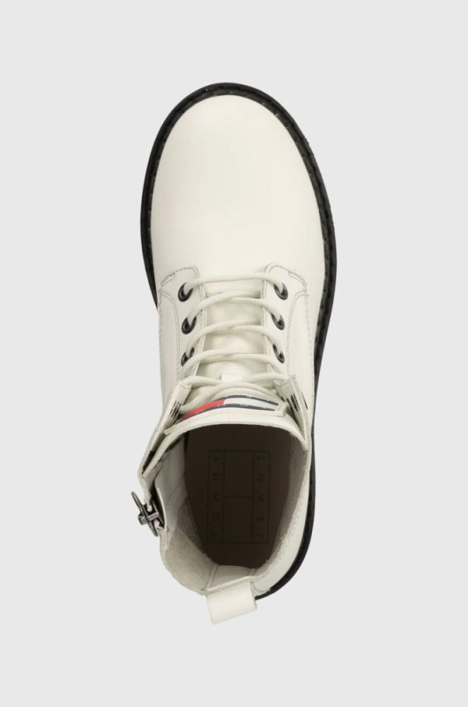 Шкіряні черевики Tommy Jeans TJW BOOT ZIP UP жіночі колір білий на плоскому ходу EN0EN02305 фото 4