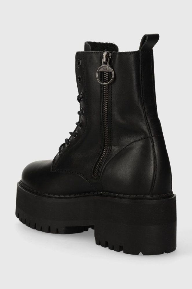 Шкіряні черевики Tommy Jeans TJW BOOT ZIP UP жіночі колір чорний на плоскому ходу EN0EN02305 фото 3