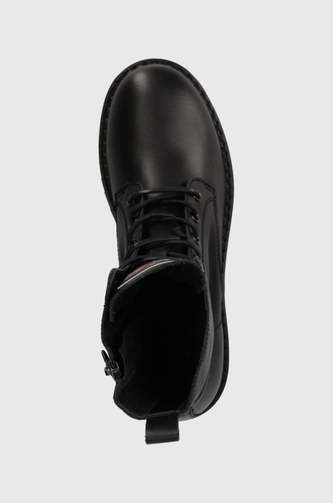 Шкіряні черевики Tommy Jeans TJW BOOT ZIP UP жіночі колір чорний на плоскому ходу EN0EN02305 фото 4