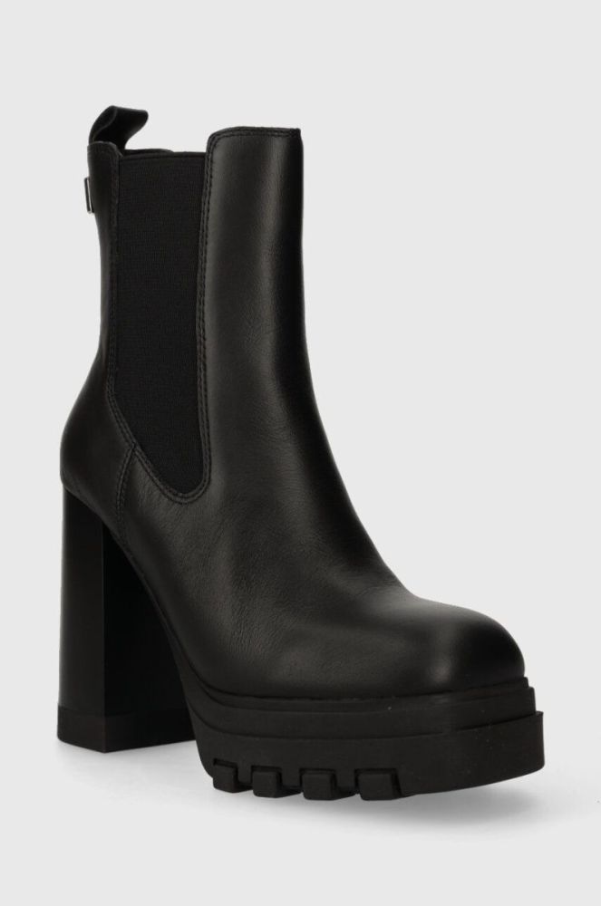 Шкіряні черевики Tommy Jeans TJW HIGH HEEL CHELSEA жіночі колір чорний на плоскому ходу EN0EN02306 фото 2