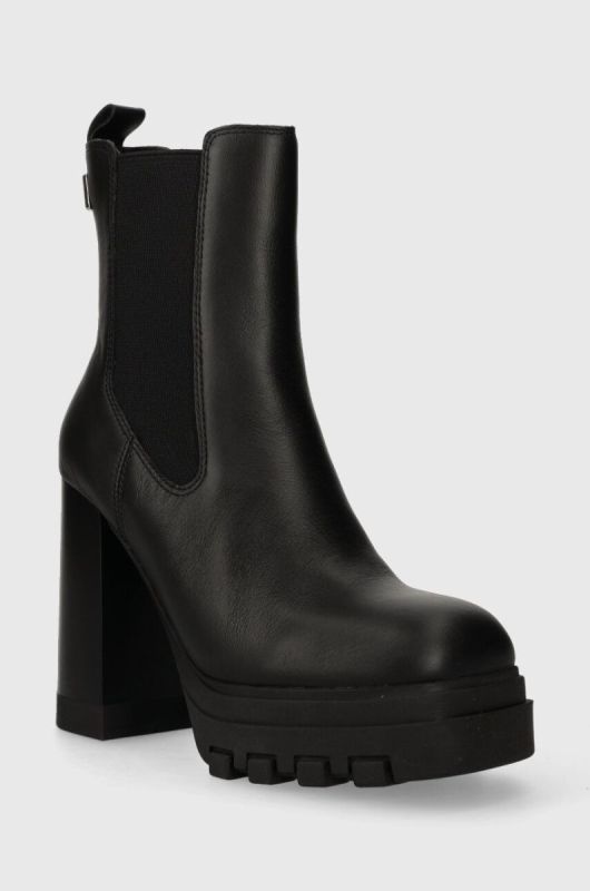 Шкіряні черевики Tommy Jeans TJW HIGH HEEL CHELSEA жіночі колір чорний на плоскому ходу EN0EN02306 фото 2