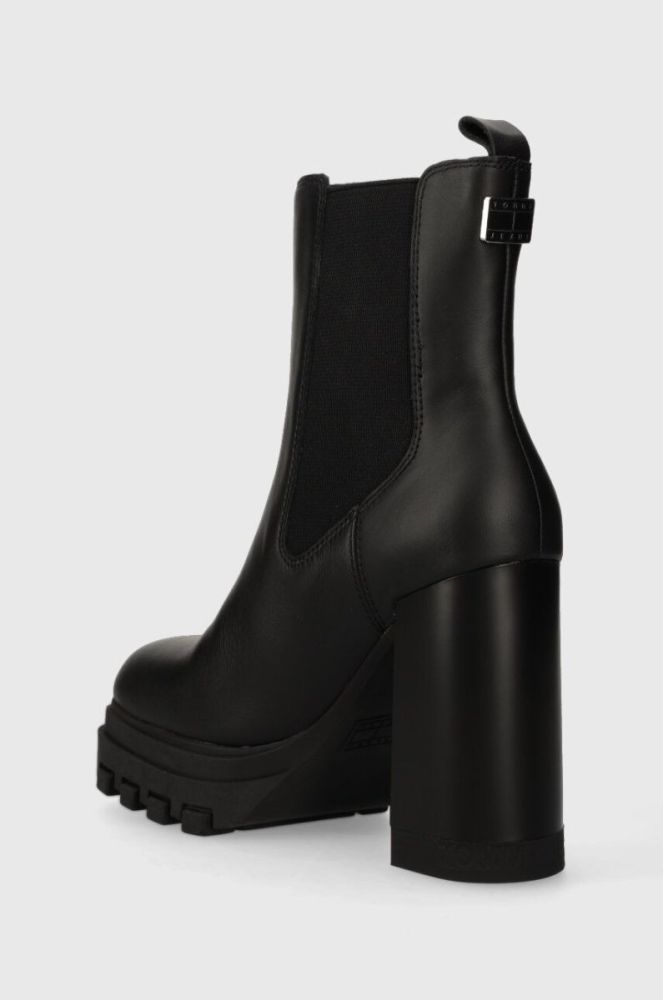 Шкіряні черевики Tommy Jeans TJW HIGH HEEL CHELSEA жіночі колір чорний на плоскому ходу EN0EN02306 фото 3