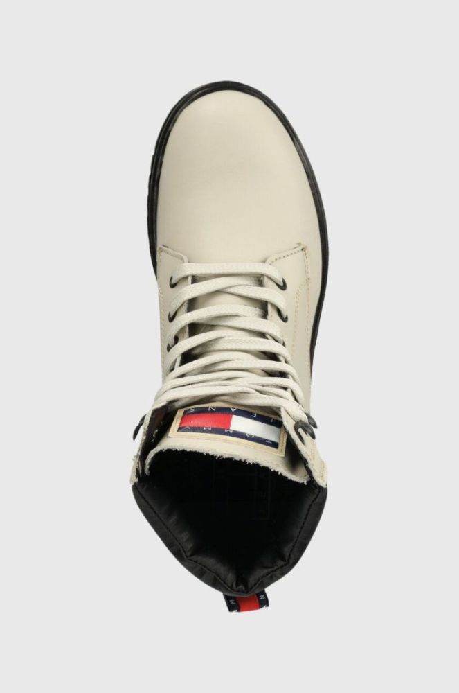 Черевики Tommy Jeans TJW LACE UP BOOT жіночі колір бежевий на платформі EN0EN02314 фото 4