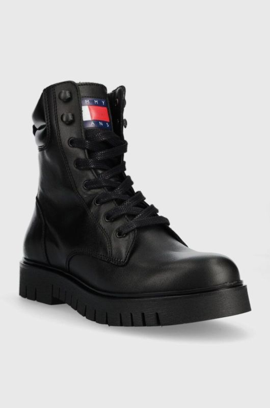 Черевики Tommy Jeans TJW LACE UP BOOT жіночі колір чорний на платформі EN0EN02314 фото 2