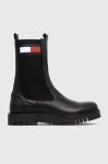 Шкіряні черевики Tommy Jeans TJW LONG CHELSEA BOOT жіночі колір чорний на плоскому ходу EN0EN02315 Шкіряні черевики Tommy Jeans TJW LONG CHELSEA BOOT жіночі колір чорний на плоскому ходу EN0EN02315