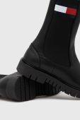 Шкіряні черевики Tommy Jeans TJW LONG CHELSEA BOOT жіночі колір чорний на плоскому ходу EN0EN02315