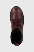 Шкіряні черевики Tommy Jeans TJW URBAN BOOT TUMBLED LTR WL жіночі колір бордовий на плоскому ходу утеплене EN0EN02317 Шкіряні черевики Tommy Jeans TJW URBAN BOOT TUMBLED LTR WL жіночі колір бордовий на плоскому ходу утеплене EN0EN02317