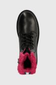 Шкіряні черевики Tommy Jeans TJW W URBAN BOOT SMOOTH LTR WL жіночі колір чорний на плоскому ходу утеплене EN0EN02402 Шкіряні черевики Tommy Jeans TJW W URBAN BOOT SMOOTH LTR WL жіночі колір чорний на плоскому ходу утеплене EN0EN02402