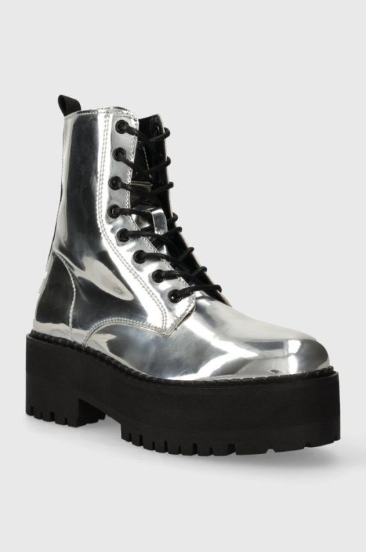 Черевики Tommy Jeans TJW FLATFORM ZIP UP METALLIC жіночі колір срібний на платформі EN0EN02403 фото 2